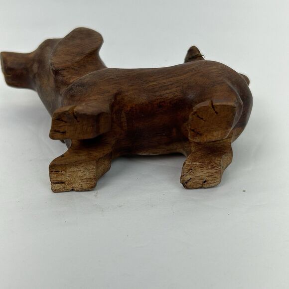 Vintage Hand Carved Wooden Dachshund Figurine Collectible Friendly Looking Up - Picture 5 of 11